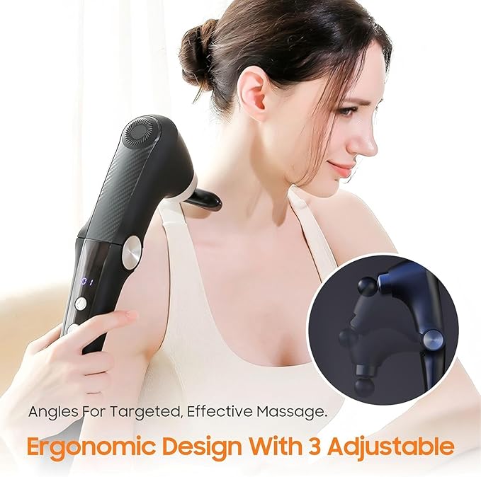 Massage Gun with 10 Replacement Heads, Massage Gun with Heat, Back Massager for Pain Relief Deep Tissue, Massager for Shoulder & Back Muscle Recovery, (Black)