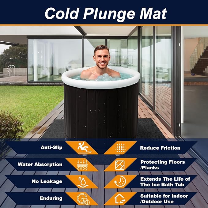 XANGNIER Cold Plunge Mat,55x55in Ice Bath Tub Protective Floor Mat,Waterproof,Slip-Proof,Indoor Outdoor,Portable Ice Bath Accessories