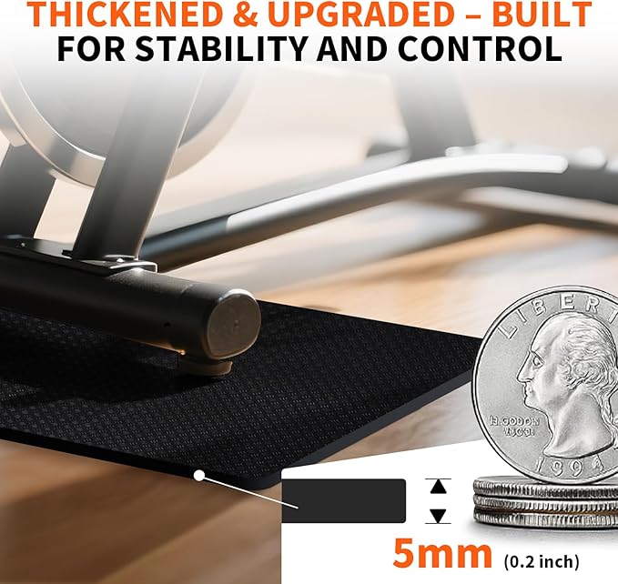 2 Pack Double Non-Slip Workout Mat for Ellipse Leg Exerciser, 23.6" × 11.8" 0.2" Thick Ellipse Machine Mat, Exercise Mats for Under Desk Ellipticals
