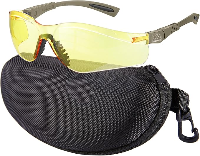 xaegistac Shooting Glasses Anti-fog Shooting Range Eye Protection, Adjustable Safety Glasses with Zipper Hard Case
