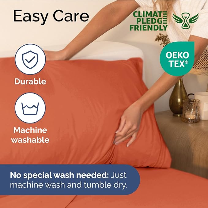 Twin XL Size 3 Piece Sheet Set - Extra Soft, Breathable & Cooling Sheets - Hotel Luxury Bed Sheets for Women & Men - Deep Pockets, Easy-Fit & Wrinkle-Free Sheets - Harvest Pumpkin Oeko-Tex Bed Sheets