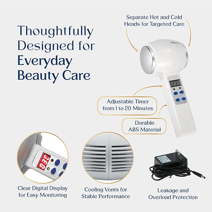 Hot and Cold Facial Massager - Cooling & Warming Vibration Beauty Tool - Spa Skincare Massage Equipment