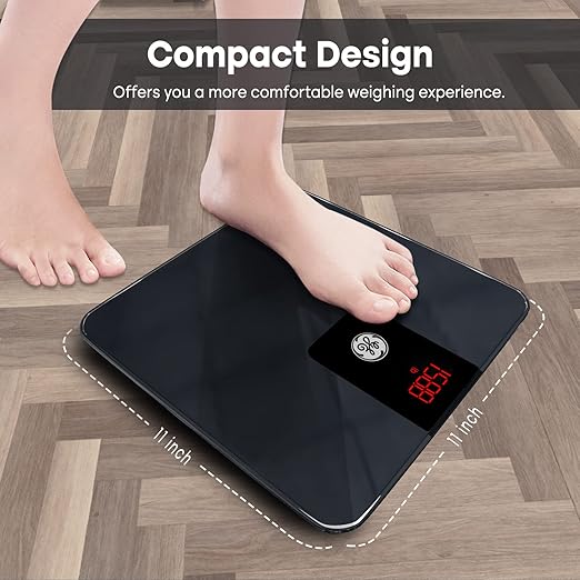 GE Digital Bathroom Scale for Weight, Smart Bluetooth Body Weight and BMI, Electronic Black Weighing Scale for Bath Home, Accurate 400lb Capacity (Pack of 2)