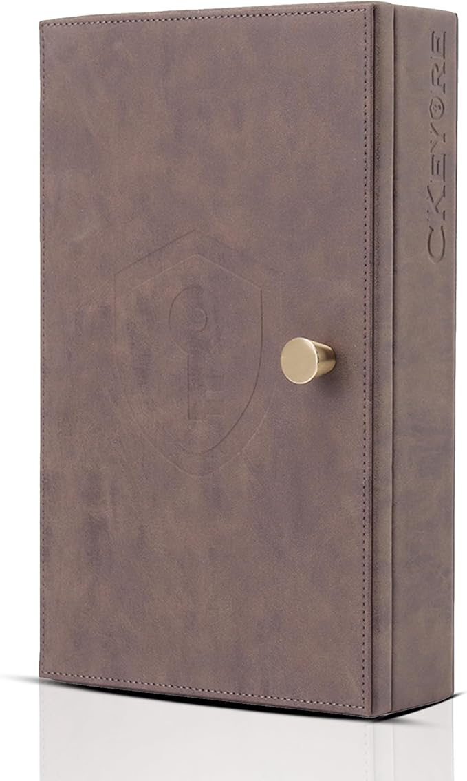 CKEYURE Premium XL PU Leather Faraday Box for Car Keys Wall Mount | Anti Theft Faraday Key Fob Protector | Faraday Cage | Car Key Holder | RFID Key Box | Key fob Signal Blocker