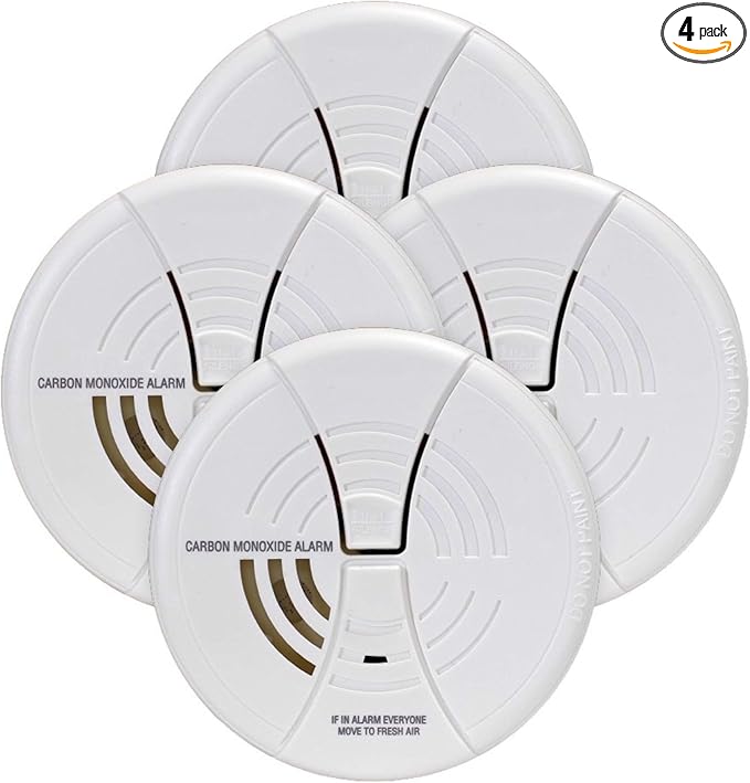 FIRST ALERT CO250B Family Gard Basics Carbon Monoxide Alarm 4-Pack | Battery Operated Carbon Monoxide Detector , White