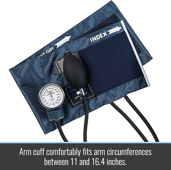 MABIS Precision Series Aneroid Sphygmomanometer Manual Blood Pressure Set with Calibratrated Nylon Cuff and Carrying Case, Adult