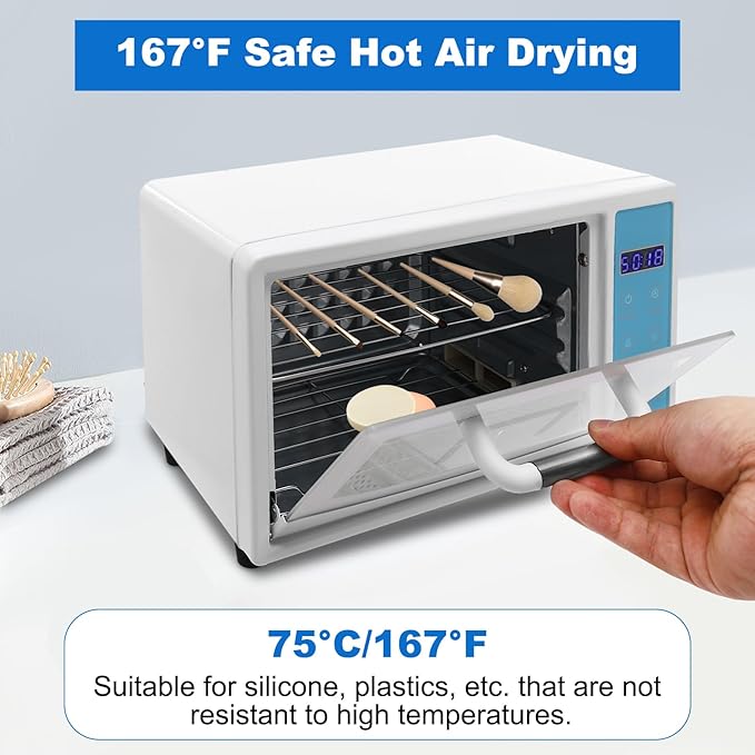 Sterilizer for Nail Tools, 10L Multifunctional Nail Tool Cleaning Machine, Nail Tool Sterilizer with 167℉ Hot Air, Adjustable Tiers, LED Display, For Hair, Salon, Spa, Nail, Salon (Blue)