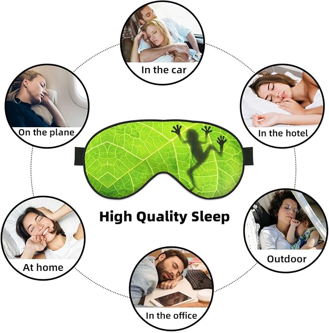 Frog Shadow on The Leaf Sleep Mask Eye Mask with Adjustable Strap Eye Sleep Shade Cover Blocks Light for Women Men Airplane Travel Nap