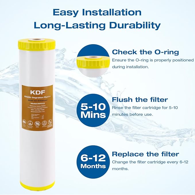 H&G Lifestyles KDF Water Filter Cartridge,Replacement for 20 x 4.5 Whole House Water Filtration System, Remove Chlorine Heavy Metal,Improve Water Taste,Compatible with 20 Inches Filter Housing