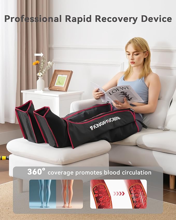 KingPavonini Leg Compression Massager for Circulation, Professional Air Compression Boots, Sequential Full Leg Massager for Circulation and Pain Relief FSA, Recovery Boots for Athletes Men Women