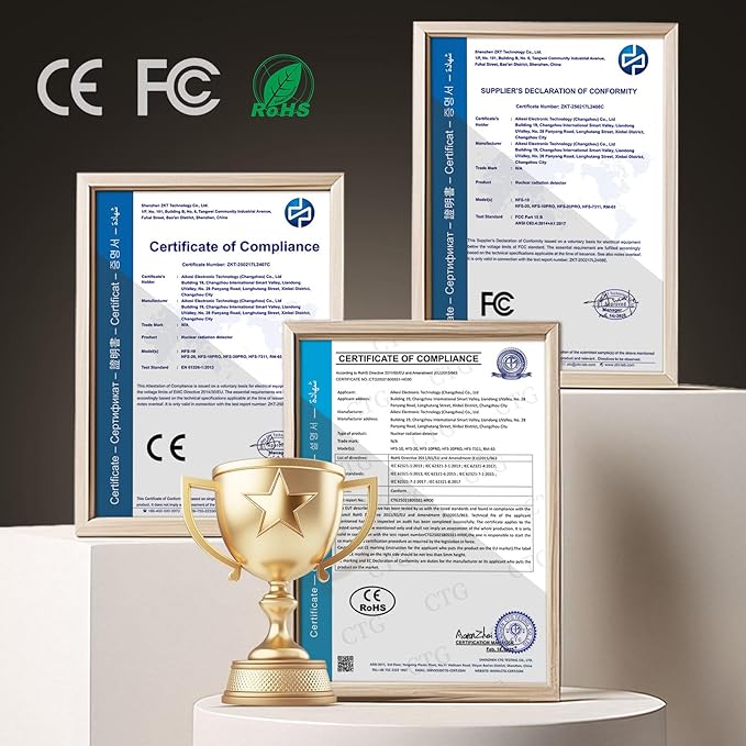 Radon Detector Home Test Kit | Continuous Radon Gas Monitoring | Daily Data Logs | Alarm at EPA Limit = 4pCi/L
