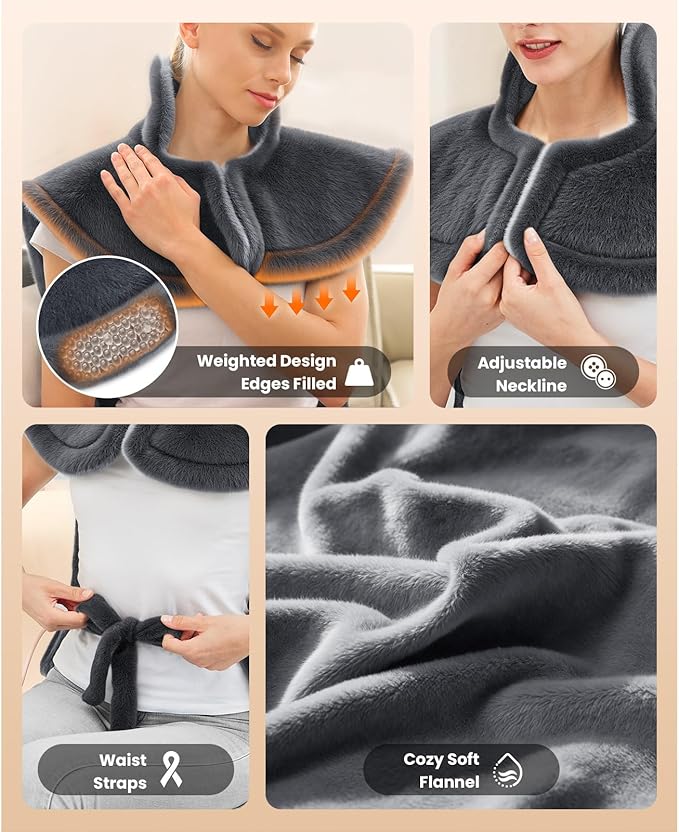 BOB AND BRAD Heating Pad for Back Pain Relief, FSA Edge-Weighted Electric Heat Pad for Neck HSA Eligible, Shoulders &Full Body Relief, Fast Heating, ETL Certified, Gift for Women Men Family 24"x34"