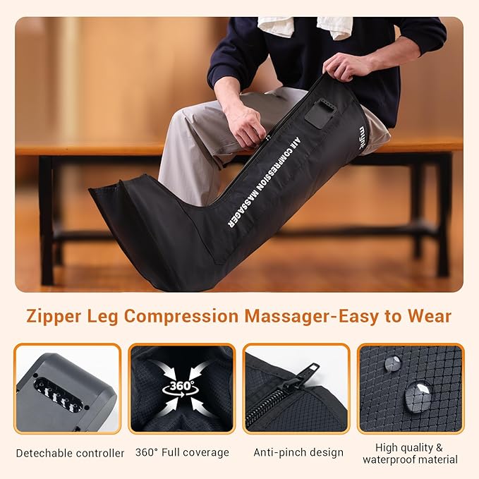 Mynt Full Leg Air Compression Massager, Sequential Cordless Compress Therapy Machine for Circulation Pain Relief, Rechargeable Leg Massage Recovery System with Multiple Modes & Intensities for Athlete