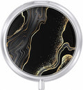 Pill Case, Cute Travel Pill Box for Purse, Moisture Proof Small Medicine Holder, Portable Pocket Medicine Organizer Dispenser to Hold Vitamins, Cod Liver Oil, Supplements, Luxury Black Marble