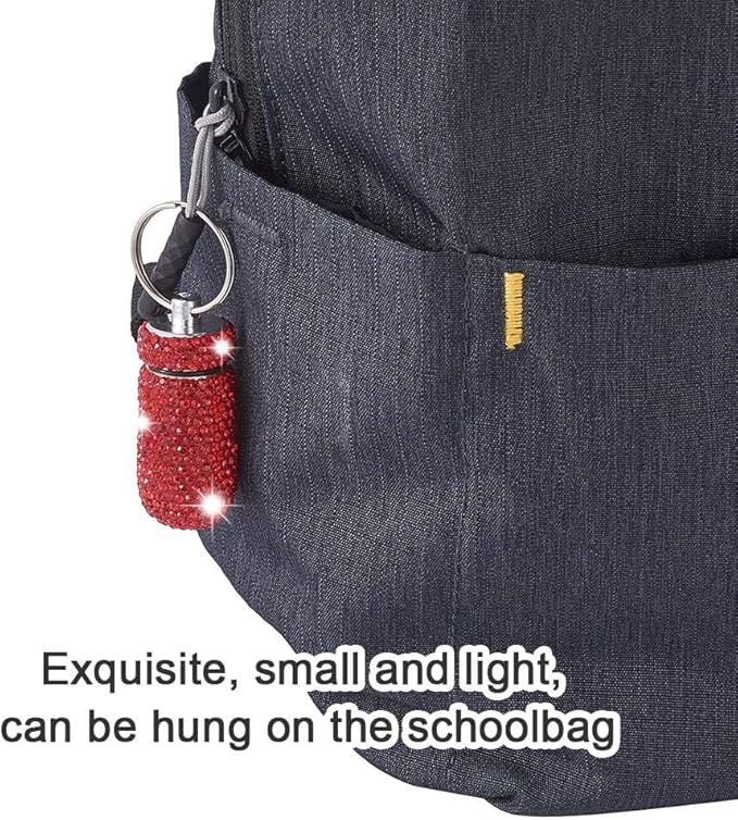 XhuangTech Waterproof Keychain Pill Box Bling Round Medicine Organizer Holder Container Aluminum Portable Mini Bottle Storage Case for Outdoor Travel Camping Purse Pocket (Red)