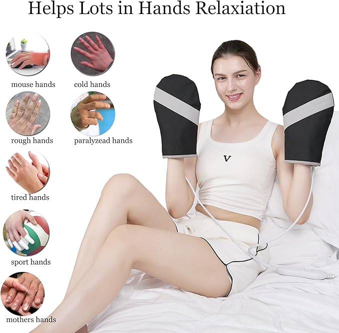 A Pair Electric Hand Massager Machine for Carpal Tunnel Pain Relief with 3 Modes Intensities 3 Heat Levels Fingers Massage,Birthday Gifts for Women Husband,Gifts for Women Men