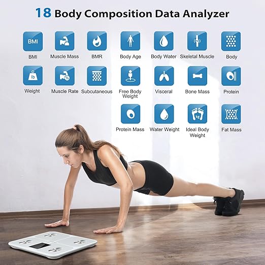 ABLEGRID Smart Bathroom Scale for Body Weight, Digital Body Fat Scale with LED Column Trend Display,BMI,Muscle Mass,Body Type, Accurate Home Weighing Scale for People with APP-Free Mode,400lb