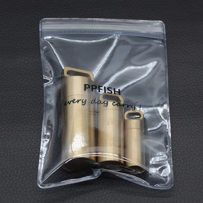PPFISH 3 Air-Tight EDC Accessory Case, Pill Fob Capsule Keychain, Waterproof Match Case Battery Holder, Outdoor Survival Storage Metal Container Dry Box