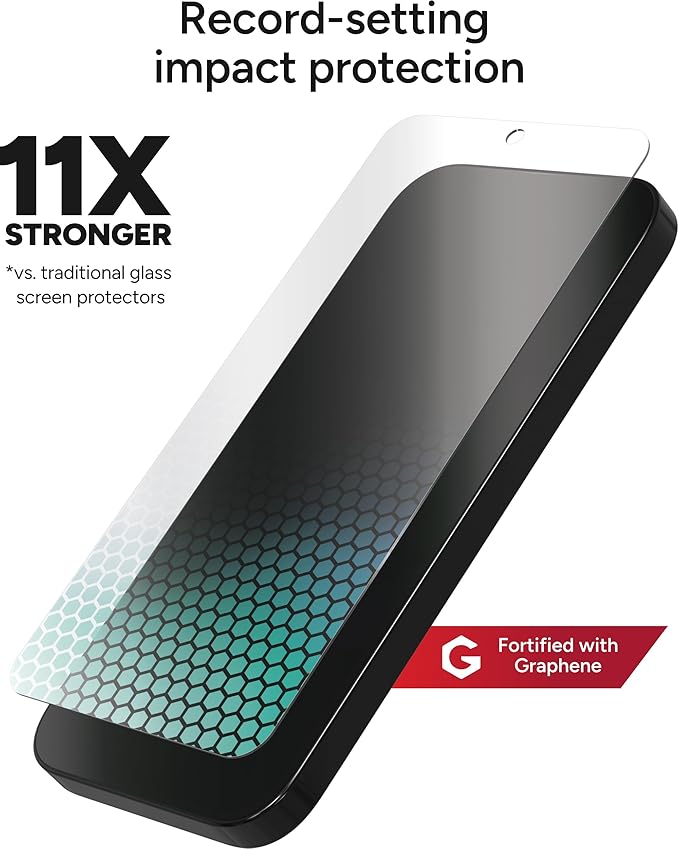 ZAGG XTR4 Screen Protector for iPhone 17e/ 16e/ 14/13/ 13 Pro - 11x Stronger Tempered Glass, Blue Light Filtration, Anti-Reflective Technology, Graphene Reinforced, InvisibleShield, Easy Installation