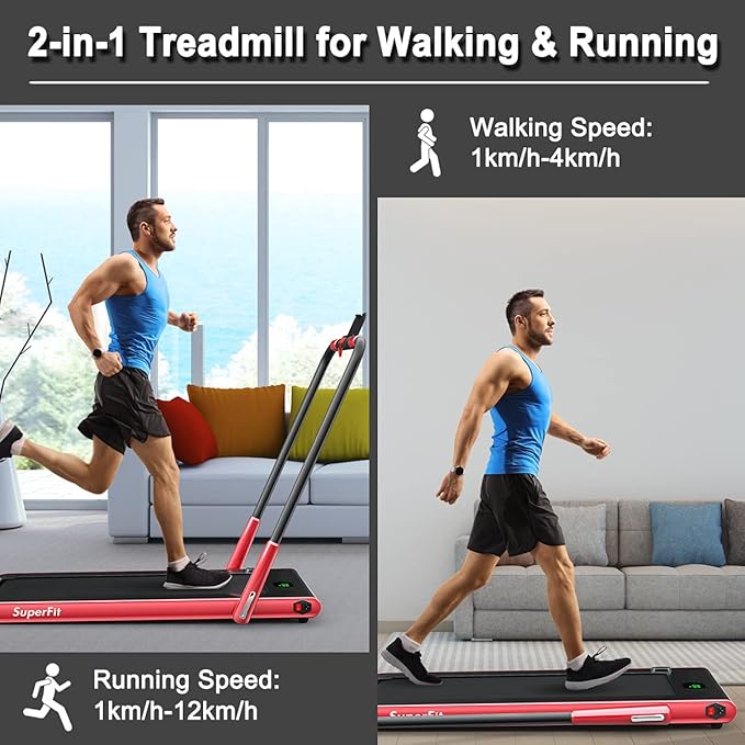 GYMAX Walking Pad, Foldable Under Desk Treadmill with LED Monitor, Remote Control, Smart App Control, Folding Portable Desk Treadmill for Office Standing Desk, Home Office Treadmill