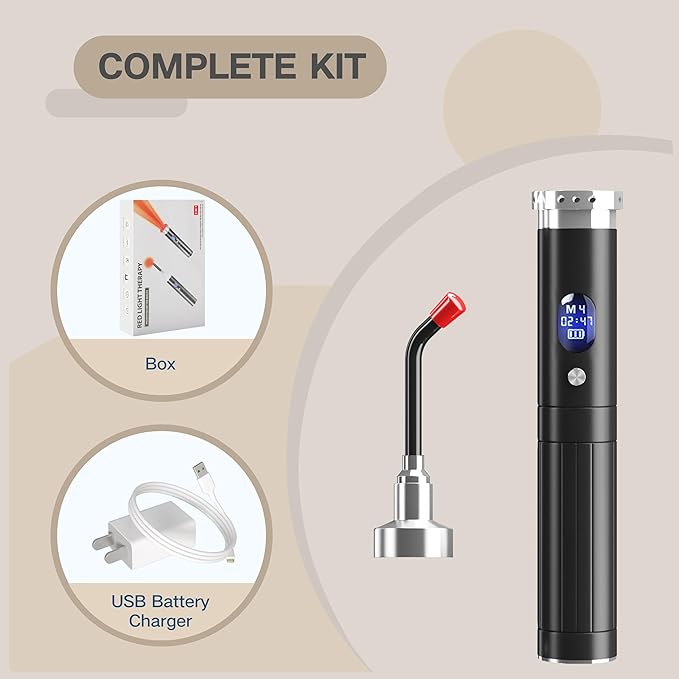 Red Light Therapy Device - Cold Sore Treatment Near Infrared Light Therapy Wand for Body Joints & Muscles Wellness Support Pain Relief 2 in 1 Design with LCD Display