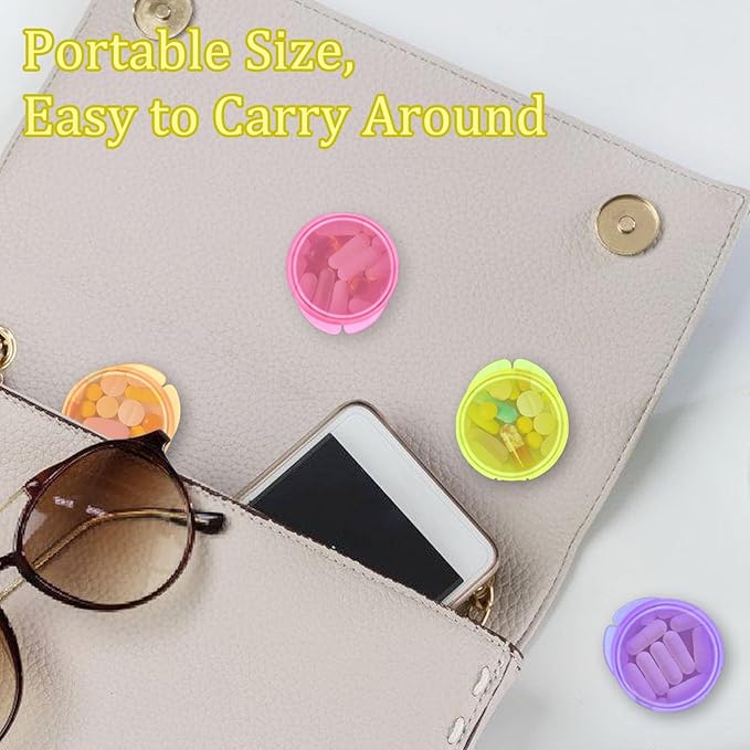 7Pcs Small Pill Box,Daily Pill Organizer Portable Travel Pill Box for Purse Pocket Mini Medicine Storage Container for Storing Fish Oil,Pills,and Vitamin Tablets(7 Colors)