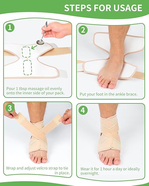 Castor Oil Pack Wrap For Foot Ankle Wrap Foot Wrap For Plantar Fasciitis Relief Foot Pain Relief,Adjustable Breathable Compression Ankle Support,Beige,Size S,Castor Oil Not Included,1 Per Pack
