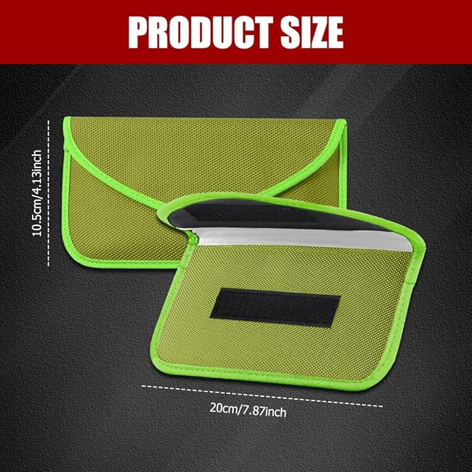 2PCS Faraday Bags for Car Key and Cell Phone, Signal Blocking Bag, Faraday Key Fob Protector, Universal Cell Phone Privacy Card Protection Car Accessories for Anti-Thefting (Green)