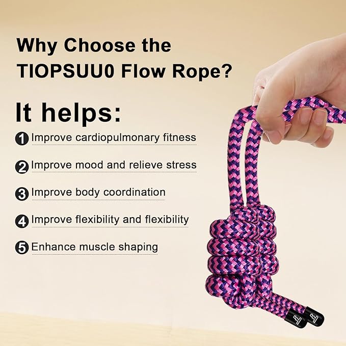 Flow Rope Exercise Jump Rope For Fitness, Working Out, Flow with 9 Ft Adjustable Double Woven Workout Rope For Men, Women, Beginners' Training – Indoor & Outdoor Cardio