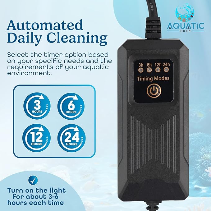 5W UV Light for Aquariums with 4 Timer Modes | UV-C Clean Light for Use in Sump Areas, Filters, Top Filter Boxes & Small Ponds – Keeps Fish Tanks Clear & Healthy