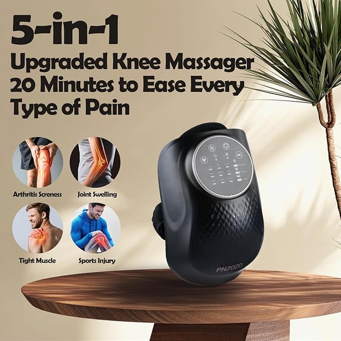 Electric Knee Massager, 3D Airbag Compression Knee Heating Massager, 3 Heating Levels, 3 Vibration Modes, LED Screen, Adjustable Straps, Gift for Men and Women