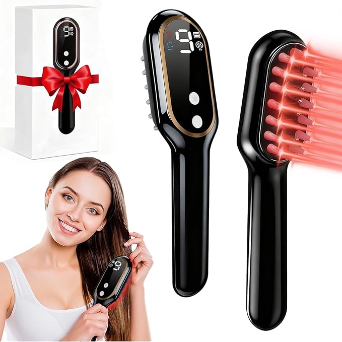 Obiredk ㅤLaser Hair Growth Comb - Lasers & LEDs for Hair Regrowth - FDA Cleared Rechargeable Scalp Massager for Men Women - Effective for Thinning Crown, Receding Hairline - Black
