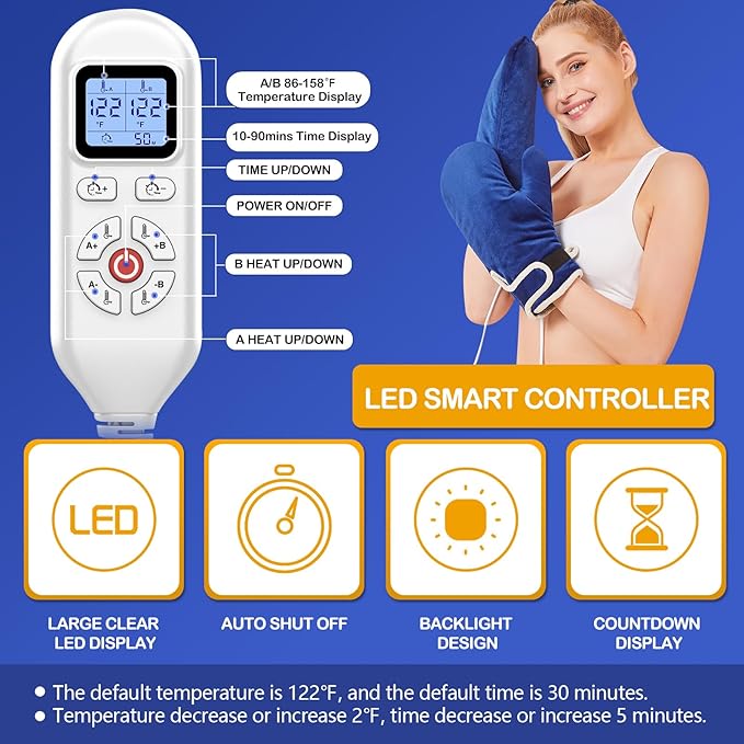 Heated Gloves for Hand Pain Relief, 2 Pack Electric Wrist/Fingers/Whole Hand Heating Pad, 86-158℉ & Auto Shut Off Heated Mittens, Ideal for Arthritis Pain Relief & Carpal Tunnel Relief