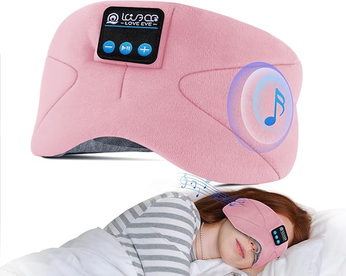 LOVE EYE Sleep Headphones Bluetooth 5.4 Sleeping Eye Mask Wireless Music Earphones with HD Speakers for Side Sleepers Total Blackout Cotton Mask for Travel, Home, Office, Unique Gifts