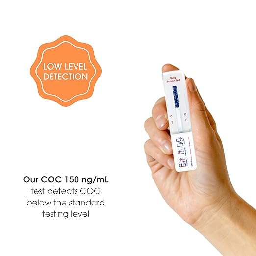 COC 150 ng/mL (4 Pack) Home Drug Testing Strips - Easy-to-use, Low Detection Cocaine Test Kit, Single Use