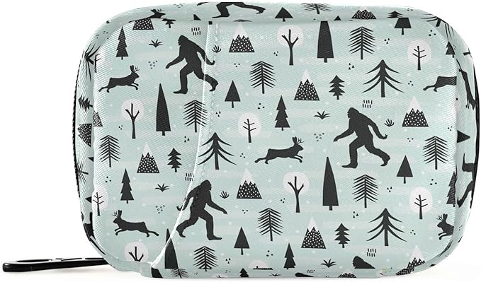 Bigfoot Jackalope Pill Box 7 Day Pill Case Travel Pill Organizer Bag Container for Medicine with Zipper Portable Weekly Case Compact Size for Medicine, Vitamin, Supplement
