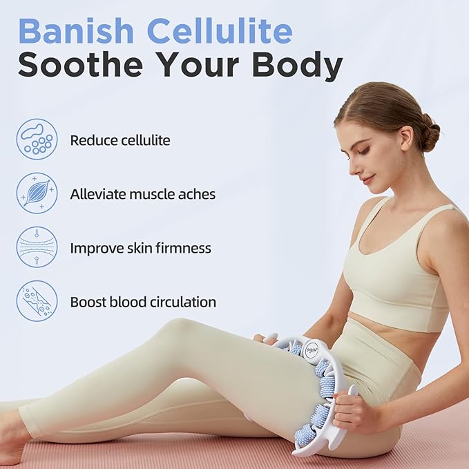 Cellulite Manual Massager for Legs & Thighs - Lymphatic Drainage Tool, Handheld Fascia Blaster for Deep Tissue, Body Sculpting Cellulite Remover(Blue)