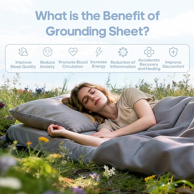 Queen Size Grounding Sheet, Earthing Fitted Bed Sheet with 50% Bamboo Viscose, 45% Organic Cotton, 5% Silver Fiber for Deep Sleep & Anxiety Relief, 15" Deep Pocket, 60x80 Inches