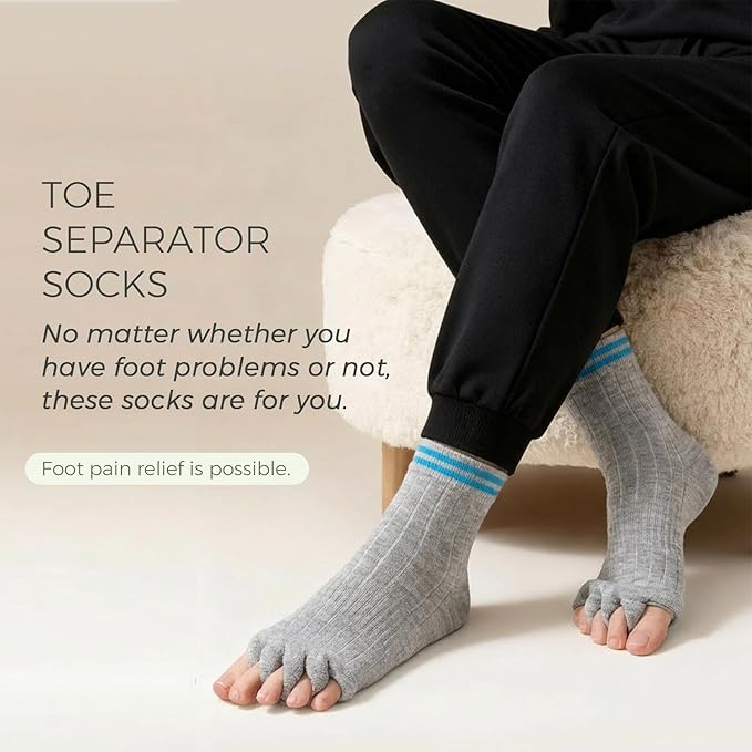 Toe Separator Socks,Foot Alignment Sock for Health Care, Pain Relief, Bunion Corrector, Breathable Toe Socks