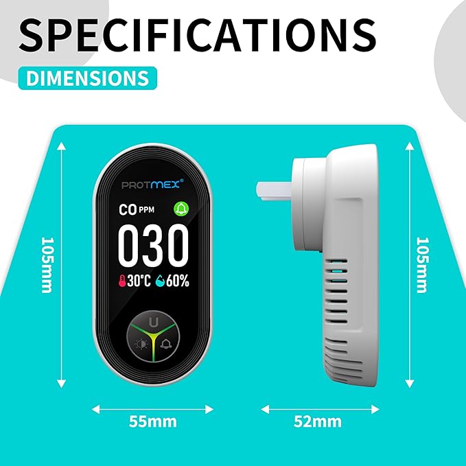Protmex Carbon Monoxide Detector Plug in Wall, 3-in-1 Co Detector Monitor Air Quality with Temperature Humidity Sensor, Portable CO Meter Easy to Read & Install