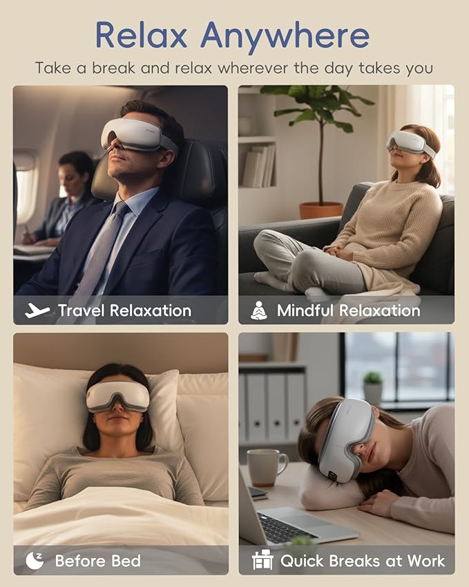 Eye Massager with Heat - Heated Eye Mask for Migraines, Dry Eyes & Headache Relief, Gifts for Mom/Women,Christmas/Birthday/Mothers Day Relaxation Gifts