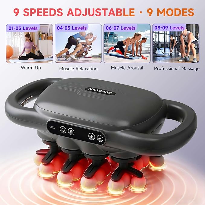 28-Heads Massage Gun Set for Total Body Muscle Recovery, Deep Tissue Percussion Massager with 9 Adjustable Modes, Quiet High-Power Back & Full-Body Massager for Home, Gym & Office,