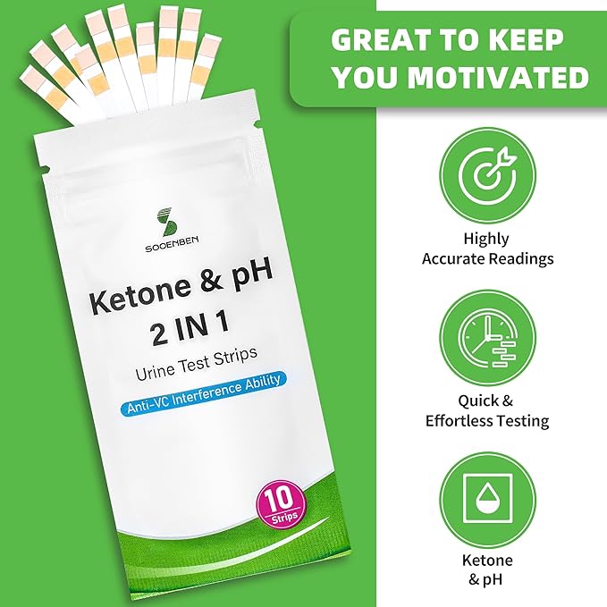 2-in-1 Ketone Test Strips, 100cts Keto and pH Strips Urine Test for Ketogenic & Low-Carb Diets with Urine Cup, Ketosis & pH Test Strips for Urine