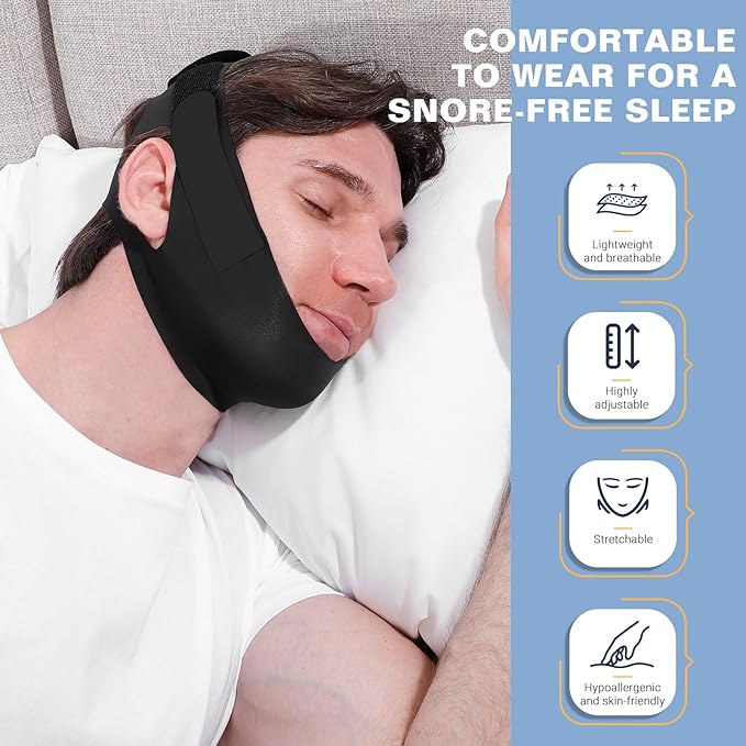 NOIKO Anti Snoring Chin Strap Adjustable, Effective Anti Snoring Device, Snore Stopper Breathable and Durable for Adult