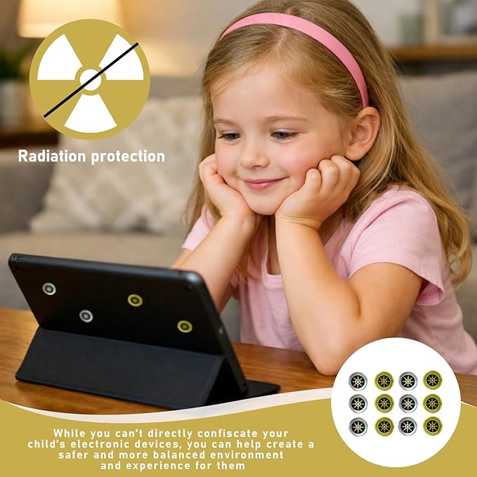 12 Pcs Emf Blocker for Cell Phone,Radiation Blocker,Emf Stickers for Cell Phone,A Practical Gift for Tech Lovers for Smart Phones/Tablets/Laptops Electronic Devices Blockers Silver，Gold