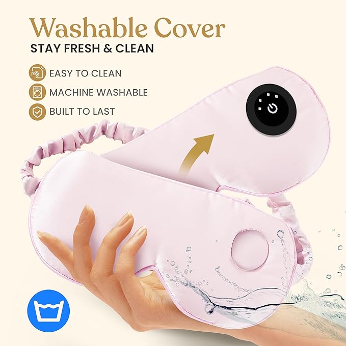 Silk Cordless Heated Eye Mask for Dry Eyes - Heating Warm Electric Mask Hot Moist Compress Heating Pad, Blepharitis, Chalazion, Stye - USB Rechargeable Sleep Mask - Pink