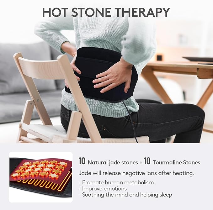 UTK Far Infrared Heating Pad for Back Pain Relief, Hot to 159℉, Gift for Women Men, Heating Pads for Lower Back, 24 Timers Auto-Off, 20 Natural Jade, 35-55" Adjustable Size