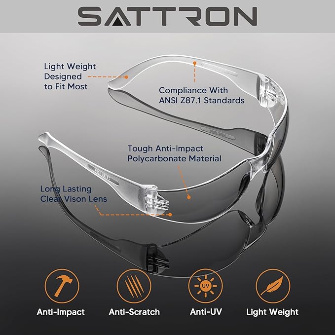 Clear Safety Glasses Bulk of 24, ANSI Z87.1 Eye Protection for Women Men, Scratch & Impact Resistant Protective Glasses, Ideal for Lab, Construction, Shooting