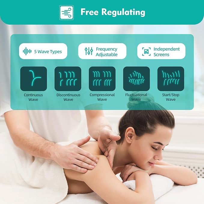 KWD808-I Electric Acupuncture Stimulator Machine, 100-240V 500-1000hpa 6 Output Patch Massager Care Impulse Acupuncture Treatment, Vagus Nerve Stimulator for Home Pain Relief Treatment