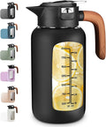 84 oz Glass Pitcher with Lid and Handle- Borosilicate Glass Water Jug/Carafe for Hot & Cold Beverages, 2.5L Large Pitcher with Silicone Sleeve & Wide Mouth, Fridge Safe for Iced Tea, Coffee, Juice